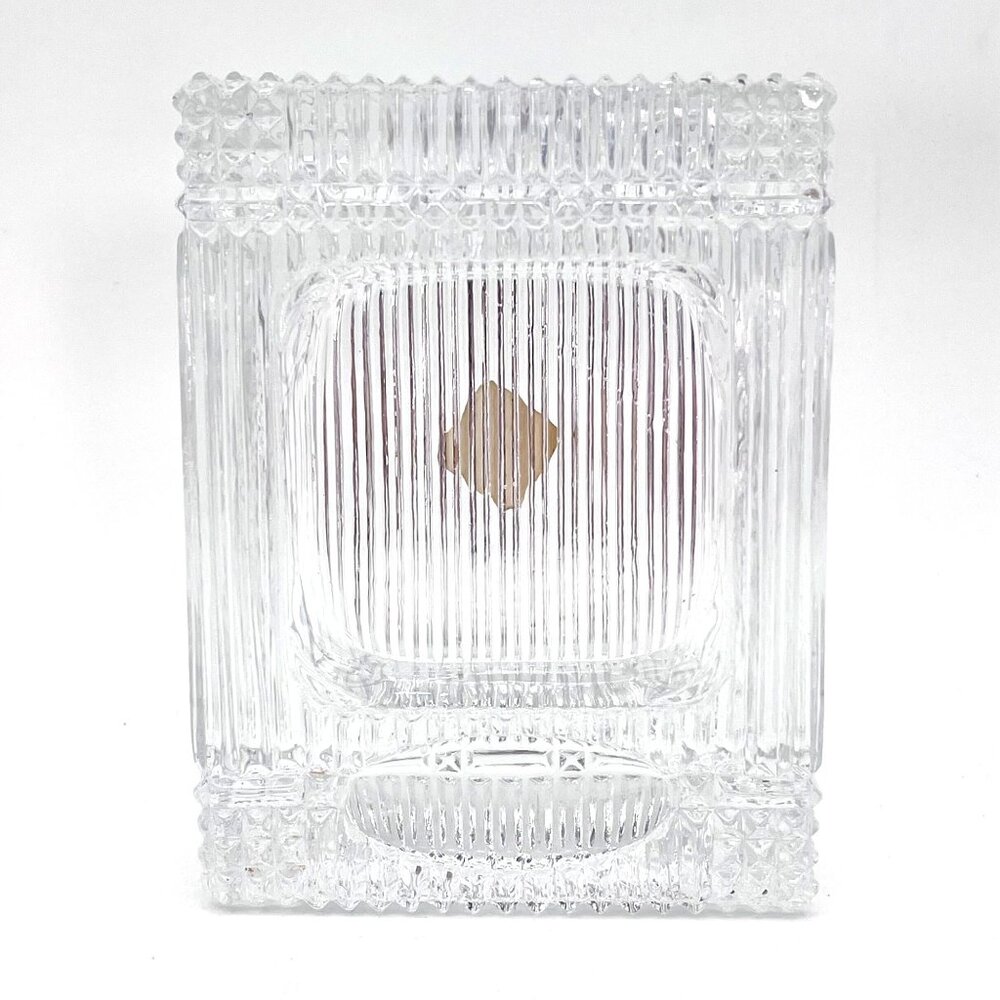 Vintage Crystal Circle Lead Crystal Ashtray Coin Trinket Dish Rectangular Ribbed